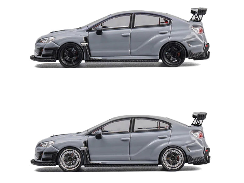 Subaru VAB WRX STI S4 Gray with Red Interior with Extra Wheels 1/64 Diecast Model Car by CM Model