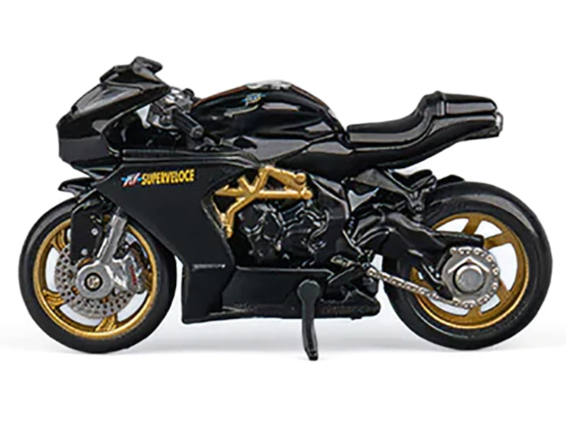 MV Agusta Superveloce 800 Motorcycle Black and Gold with Figure 1/64 Diecast Model by CM Model