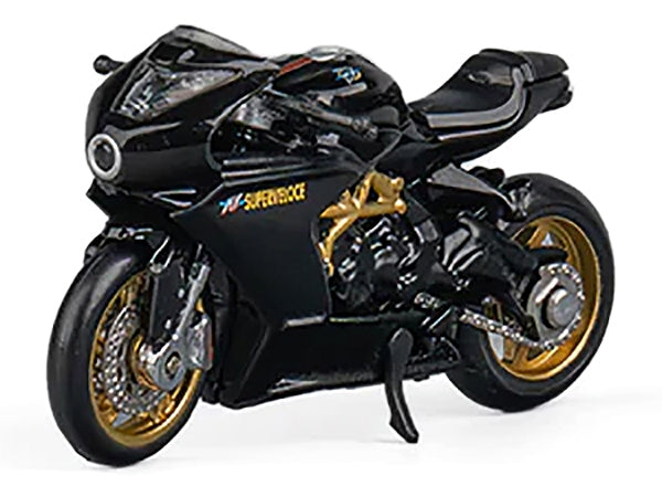 MV Agusta Superveloce 800 Motorcycle Black and Gold with Figure 1/64 Diecast Model by CM Model