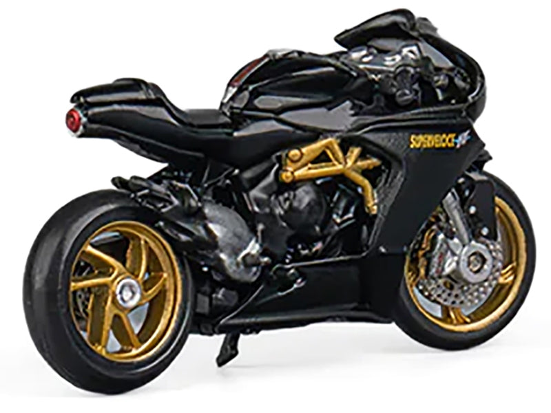 MV Agusta Superveloce 800 Motorcycle Black and Gold with Figure 1/64 Diecast Model by CM Model