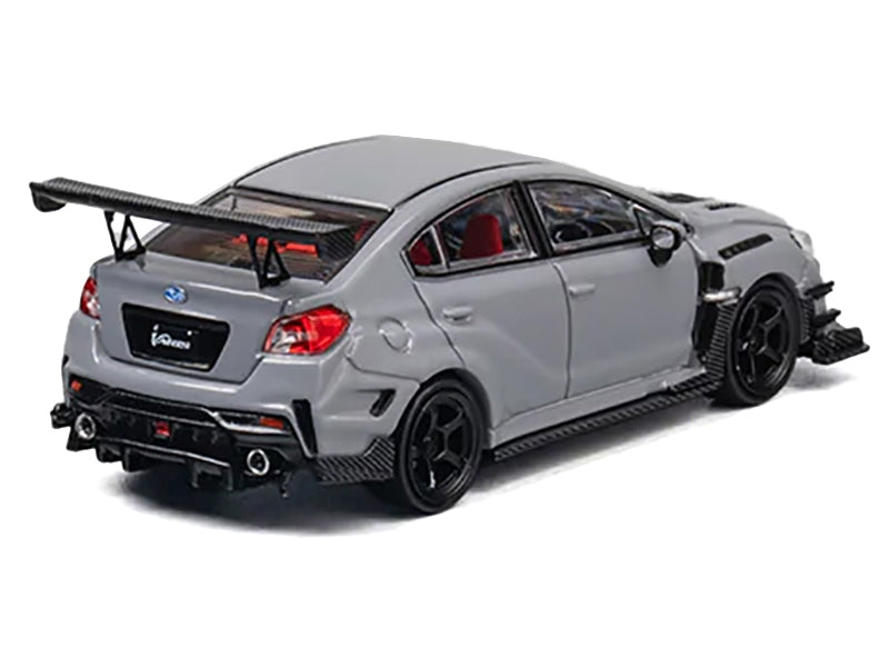 Subaru VAB WRX STI S4 WideBody Gray with Red Interior with Extra Wheels 1/64 Diecast Model Car by CM Model