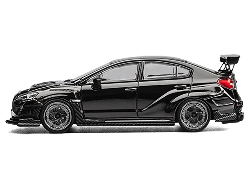 Subaru VAB WRX S4 Widebody Black Metallic with Red Interior with Extra Wheels 1/64 Diecast Model Car by CM Model