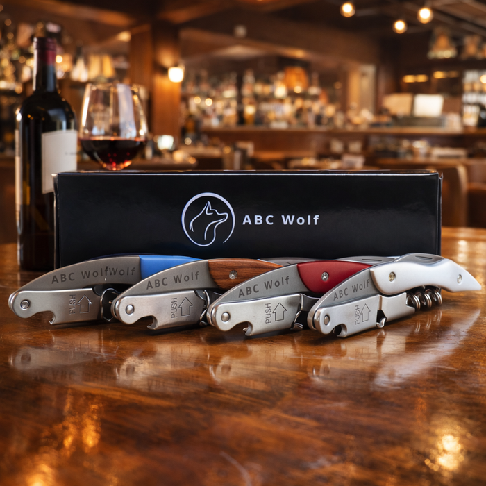 ABC WOLF PROFESSIONAL SERVER TOOLS – WINE OPENER & SERVER BOOK – MULTIPLE COLORS & STYLES