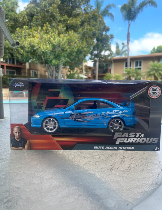 Mia's Acura Integra Light Blue with Graphics "Fast & Furious" Movie 1/32 Diecast Model Car by Jada