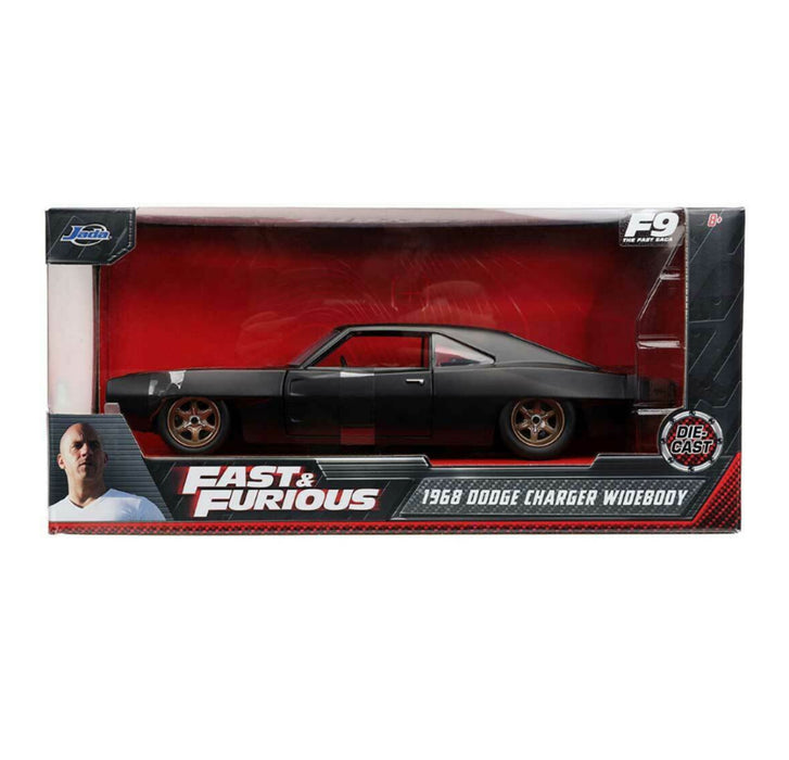 Dom's 1968 Dodge Charger Widebody Matt Black "Fast & Furious 9 F9" (2021) Movie 1/24 Diecast Model Car by Jada