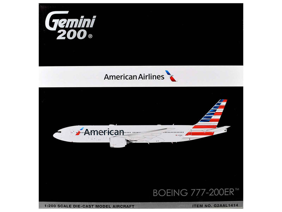 Boeing 777-200ER Commercial Aircraft "American Airlines" (N788AN) Silver with Striped Tail "Gemini 200" 1/200 Diecast Model Airplane by GeminiJets