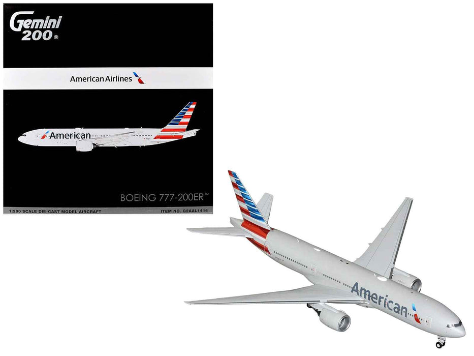 Boeing 777-200ER Commercial Aircraft "American Airlines" (N788AN) Silver with Striped Tail "Gemini 200" 1/200 Diecast Model Airplane by GeminiJets