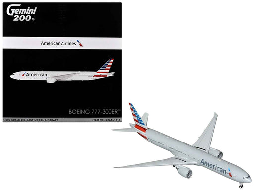 Boeing 777-300ER Commercial Aircraft "American Airlines" (N722AN) Silver with Striped Tail "Gemini 200" Series 1/200 Diecast Model Airplane by GeminiJets
