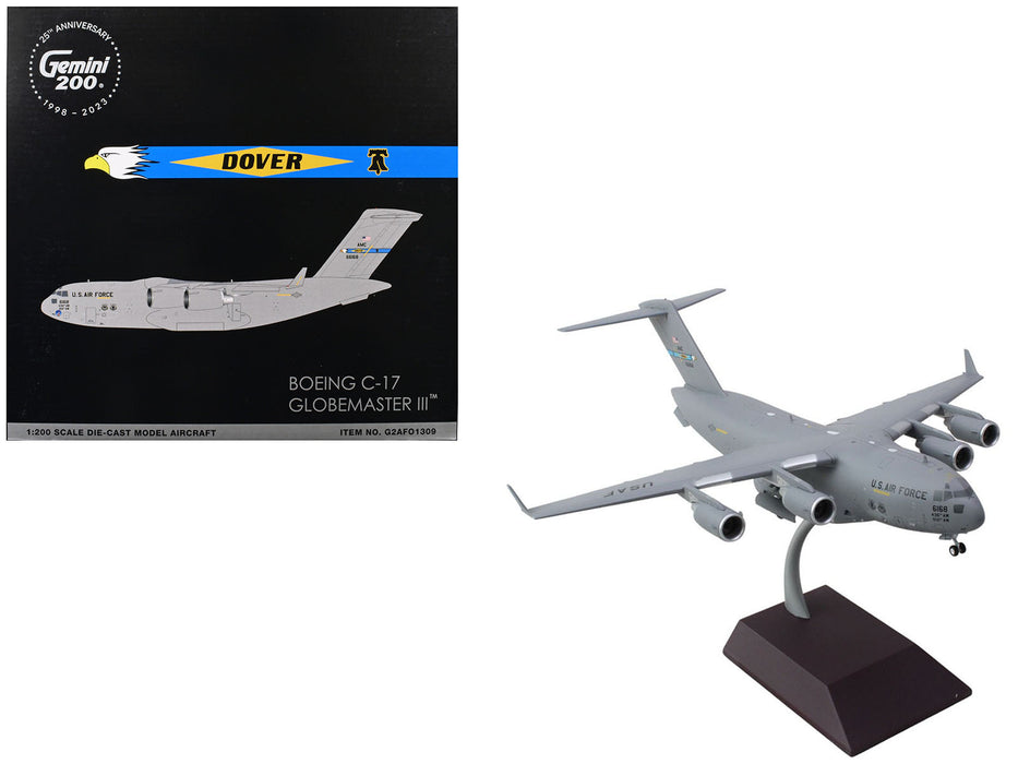 Boeing C-17 Globemaster III Transport Aircraft "Dover Air Force Base" United States Air Force (06-6168) Gray "Gemini 200" Series 1/200 Diecast Model Airplane by GeminiJets