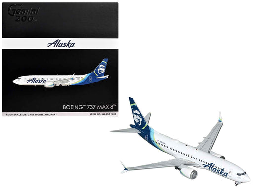 Boeing 737 MAX 8 Commercial Aircraft "Alaska Airlines" (N803AK) White with Blue Tail "Gemini 200" Series 1/200 Diecast Model Airplane by GeminiJets