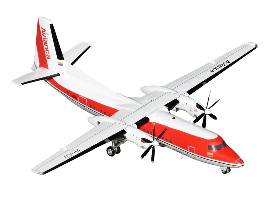 Fokker F50 Commercial Aircraft "Avianca Colombia" (PH-AVJ) White with Red Stripes "Gemini 200" Series 1/200 Diecast Model Airplane by GeminiJets