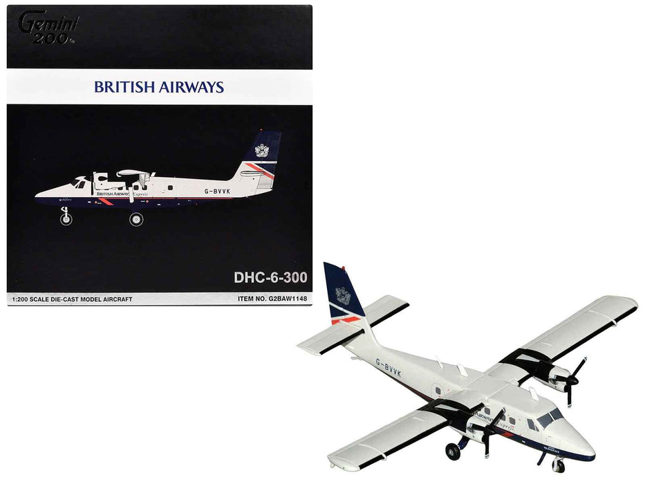 De Havilland DHC-6-300 Commercial Aircraft "British Airways Express" (N803AK) Gray with Blue Tail "Gemini 200" Series 1/200 Diecast Model Airplane by GeminiJets