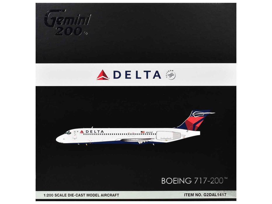 Boeing 717-200 Commercial Aircraft "Delta Air Lines" (N947AT) White with Blue and Red Tail "Gemini 200" Series 1/200 Diecast Model by GeminiJets