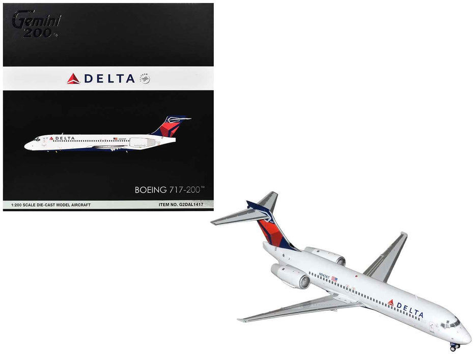 Boeing 717-200 Commercial Aircraft "Delta Air Lines" (N947AT) White with Blue and Red Tail "Gemini 200" Series 1/200 Diecast Model by GeminiJets