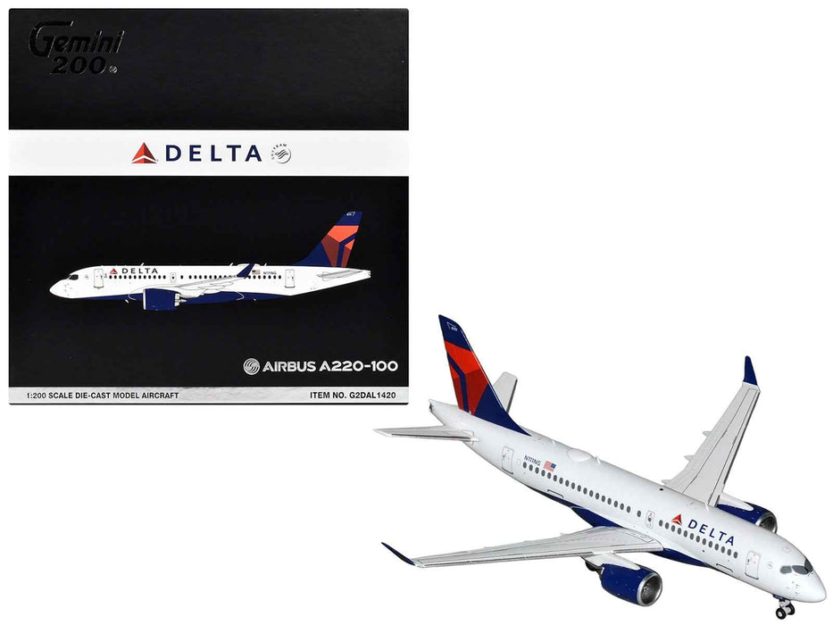 Airbus A220-100 Commercial Aircraft "Delta Air Lines" (N111NG) White with Blue and Red Tail "Gemini 200" Series 1/200 Diecast Model Airplane by GeminiJets