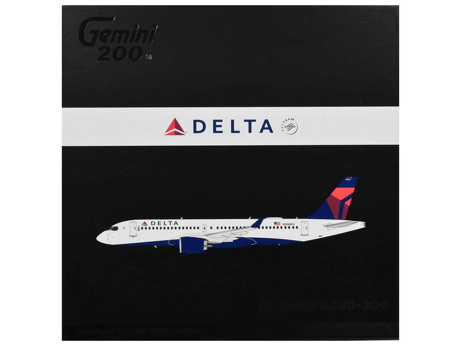 Airbus A220-300 Commercial Aircraft "Delta Air Lines" (N306DU) White with Red and Blue Tail "Gemini 200" Series 1/200 Diecast Model Airplane by GeminiJets