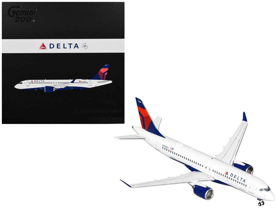 Airbus A220-300 Commercial Aircraft "Delta Air Lines" (N306DU) White with Red and Blue Tail "Gemini 200" Series 1/200 Diecast Model Airplane by GeminiJets