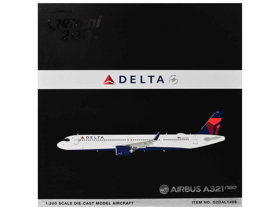 Airbus A321neo Commercial Aircraft "Delta Air Lines" (N502DX) White with Blue and Red Tail "Gemini 200" 1/200 Diecast Model Airplane by GeminiJets