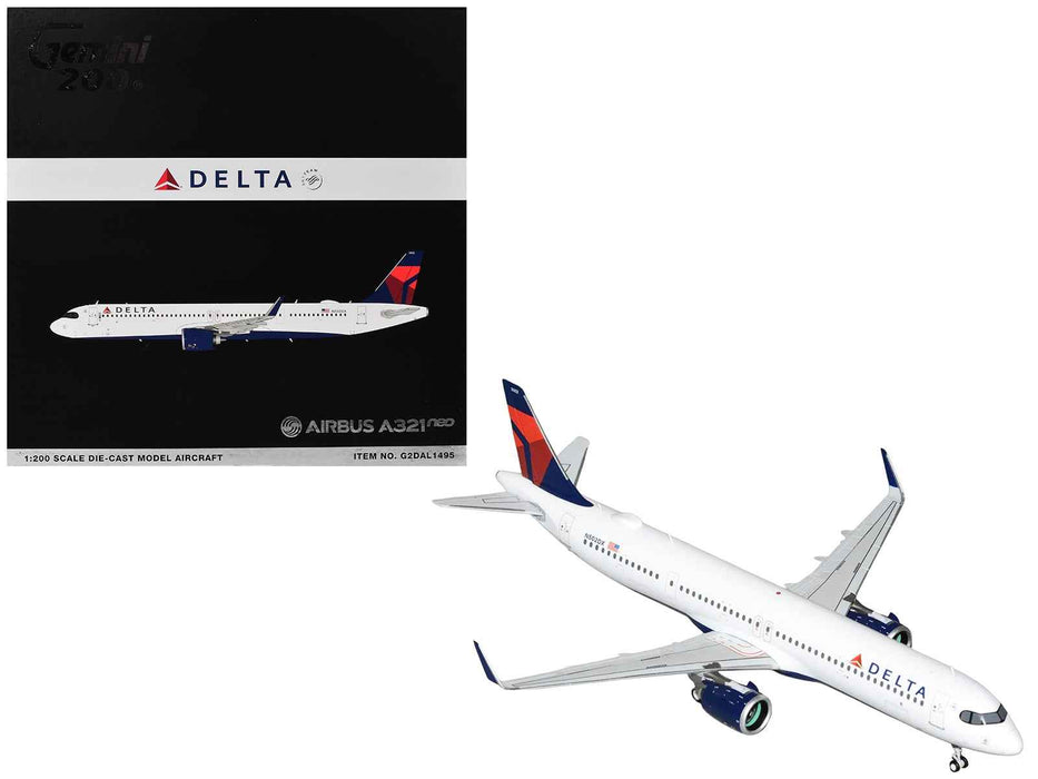 Airbus A321neo Commercial Aircraft "Delta Air Lines" (N502DX) White with Blue and Red Tail "Gemini 200" 1/200 Diecast Model Airplane by GeminiJets