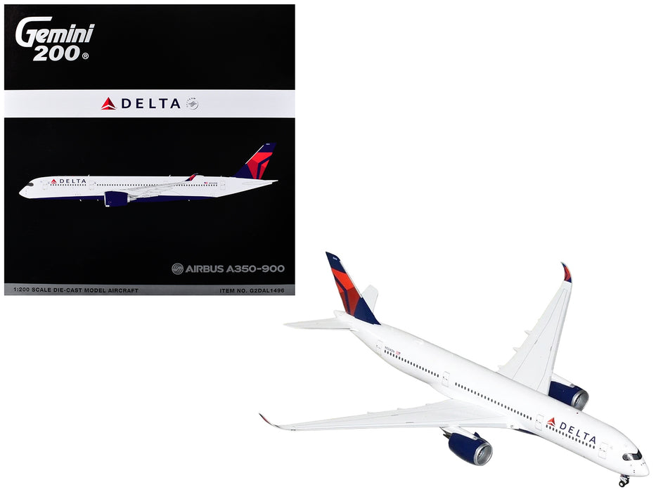 Airbus A350-900 Commercial Aircraft "Delta Air Lines" (N504DN) White with Red and Blue Tail "Gemini 200" Series 1/200 Diecast Model Airplane by GeminiJets
