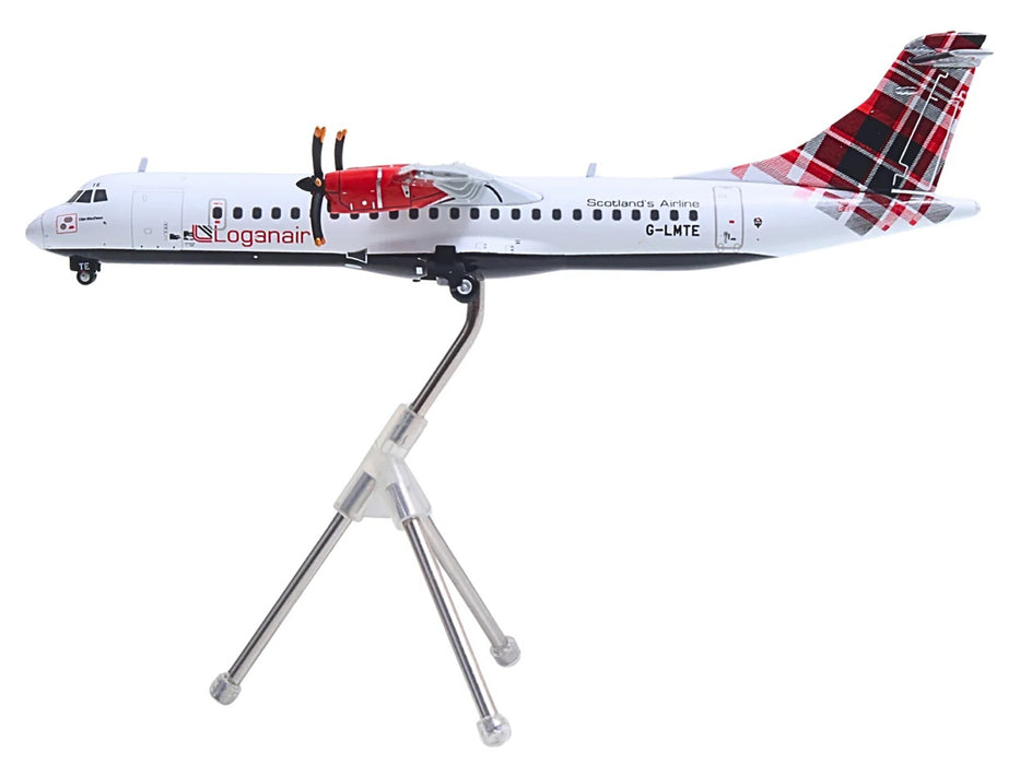 ATR 72-600 Commercial Aircraft "Loganair - Scotland's Airline" (G-LMTE) White with Red Plaid Tail "Gemini 200" Series 1/200 Diecast Model Airplane by GeminiJets
