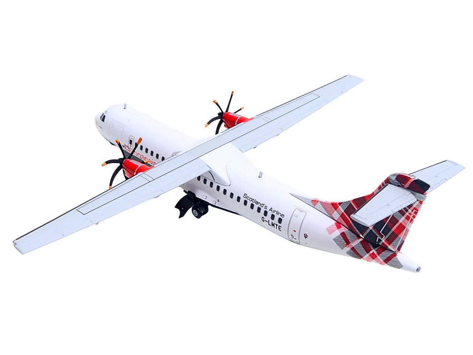 ATR 72-600 Commercial Aircraft "Loganair - Scotland's Airline" (G-LMTE) White with Red Plaid Tail "Gemini 200" Series 1/200 Diecast Model Airplane by GeminiJets
