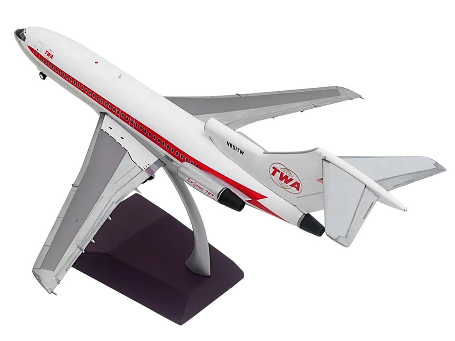 Boeing 727-100 Commercial Aircraft "Trans World Airlines (TWA)" (N851TW) White with Red Stripes "Gemini 200" Series 1/200 Diecast Model Airplane by GeminiJets