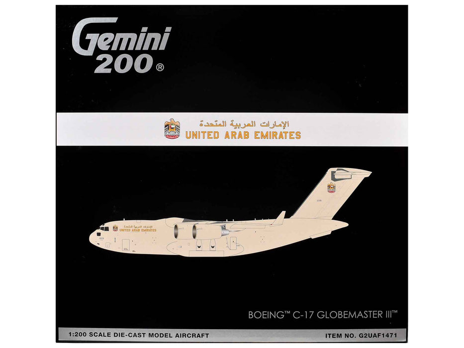 Boeing C-17 Globemaster III Transport Aircraft "United Arab Emirates Air Force" (1228) Beige "Gemini 200" 1/200 Diecast Model Airplane by GeminiJets