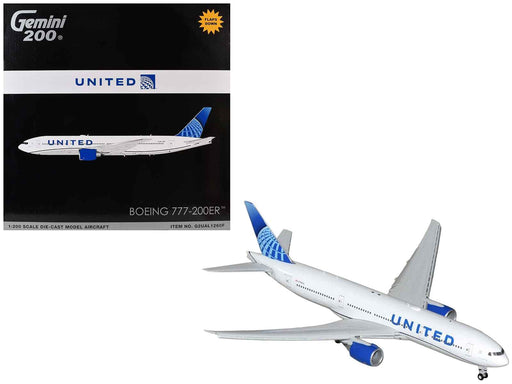 Boeing 777-200ER Commercial Aircraft with Flaps Down "United Airlines" (N798UA) White with Blue Tail "Gemini 200" Series 1/200 Diecast Model by GeminiJets