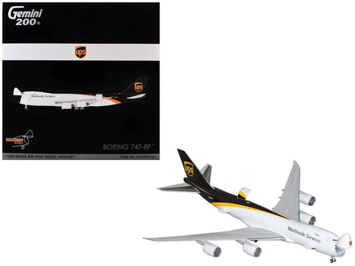 Boeing 747-8F Commercial Aircraft "UPS Worldwide Services" (N607UP) White with Brown Tail "Gemini 200 - Interactive Series" Series 1/200 Diecast Model by GeminiJets