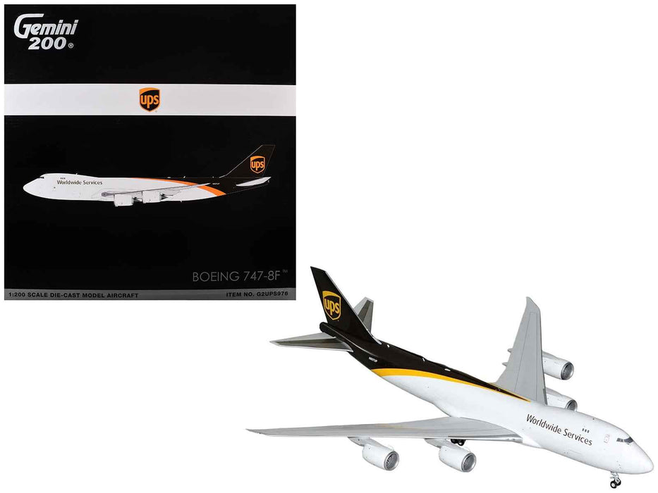 Boeing 747-8F Commercial Aircraft "UPS Worldwide Services" (N607UP) White with Brown Tail "Gemini 200" Series 1/200 Diecast Model by GeminiJets