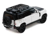 Land Rover Defender 110 White Metallic with Black Top and Roof Rack 1/64 Diecast Model Car by GCD x Enchery