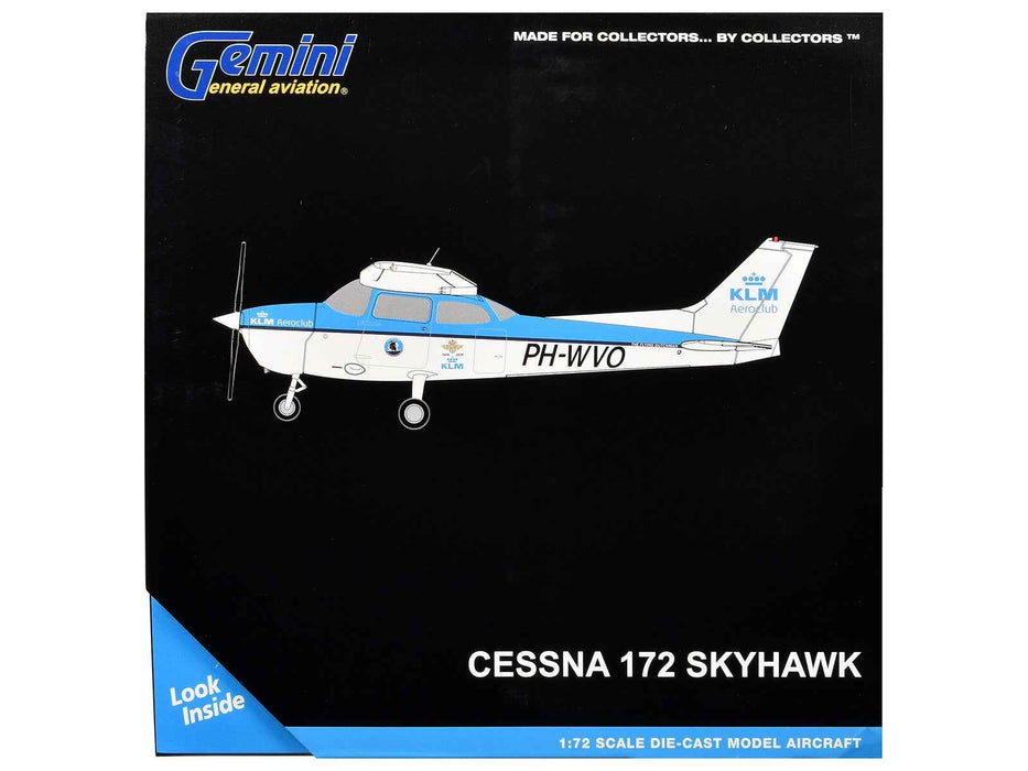 Cessna 172 Skyhawk Aircraft "KLM Aeroclub" (PH-WVO) Light Blue and White "Gemini General Aviation" Series 1/72 Diecast Model Airplane by GeminiJets