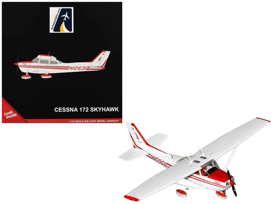 Cessna 172 Skyhawk Aircraft "N12631" Red and White "Gemini General Aviation" Series 1/72 Diecast Model by GeminiJets
