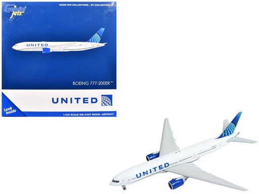 Boeing 777-200ER Commercial Aircraft "United Airlines" (N798UA) White with Blue Tail 1/400 Diecast Model Airplane by GeminiJets