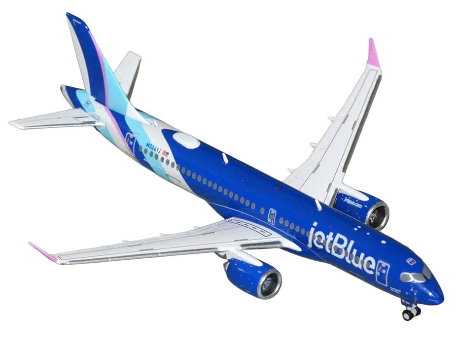 Airbus A220-300 Commercial Aircraft "JetBlue Airways" (N3241J) Blue with Striped Tail 1/400 Diecast Model by GeminiJets
