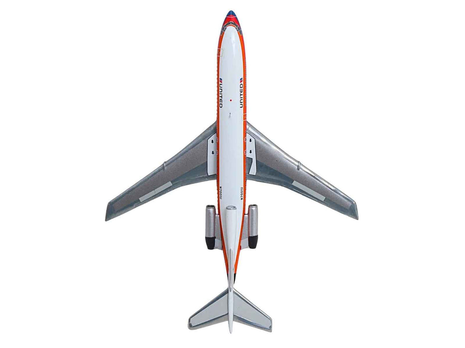 Boeing 727-100 Commercial Aircraft "United Airlines - Saul Bass Livery" (N7001U) White with Stripes 1/400 Diecast Model by GeminiJets