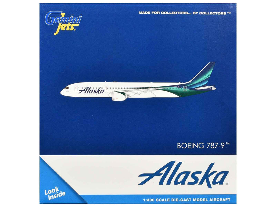 Boeing 787-9 Commercial Aircraft "Alaska Airlines" (N784HA) White with Blue and Green Tail 1/400 Diecast Model by GeminiJets