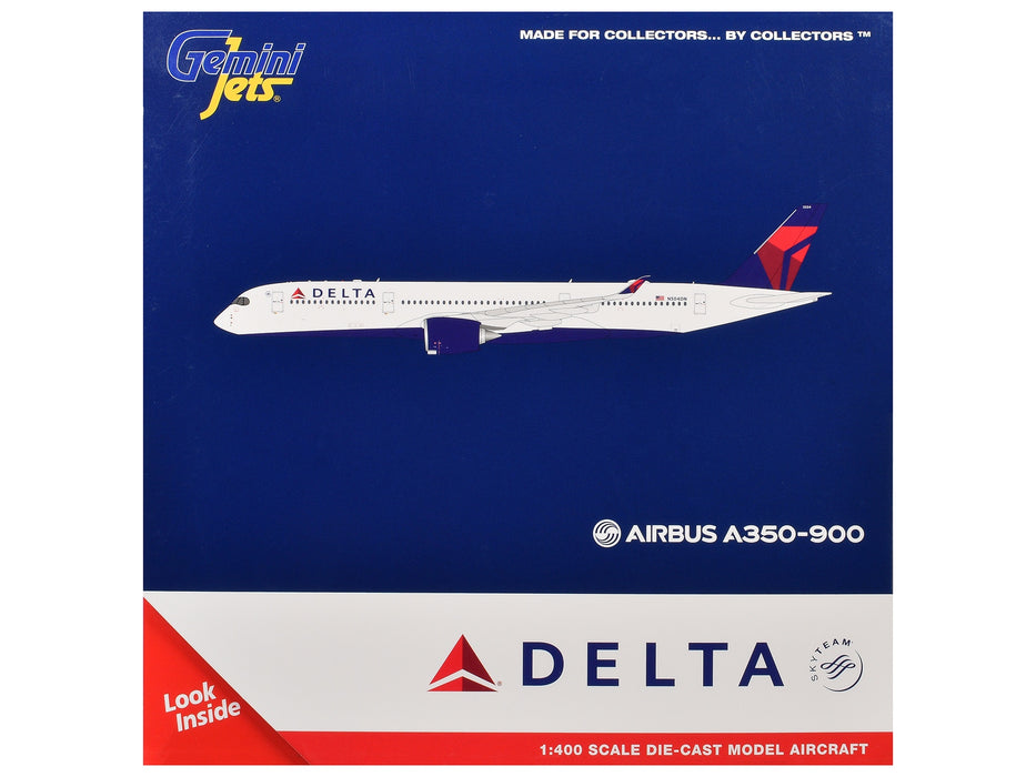 Airbus A350-900 Commercial Aircraft "Delta Air Lines" (N504DN) White with Blue and Red Tail 1/400 Diecast Model Airplane by GeminiJets