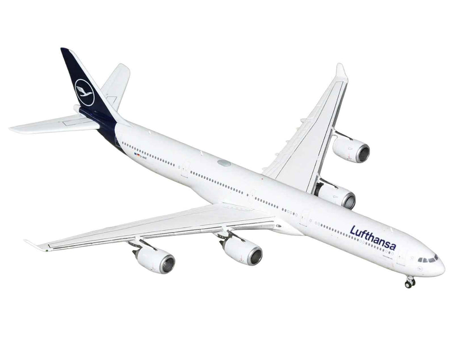 Airbus A340-600 Commercial Aircraft "Lufthansa" (D-AIHF) White with Dark Blue Tail 1/400 Diecast Model Airplane by GeminiJets
