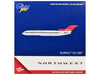 Boeing 727-200 Commercial Aircraft "Northwest Airlines" (N254US) White with Blue Stripes and Red Tail 1/400 Diecast Model by GeminiJets