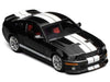 2007 Ford Mustang Shelby GT500 Ebony Black with White Stripes 1/64 Diecast Model Car by MotorHelix & Greenlight