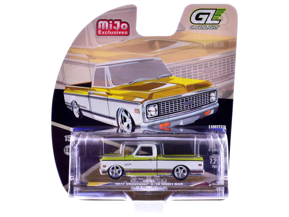 1972 Chevrolet C-10 Short Bed Pickup Truck Mustard Yellow and White "Mijo Exclusives" Series 1/64 Diecast Model Car by Greenlight