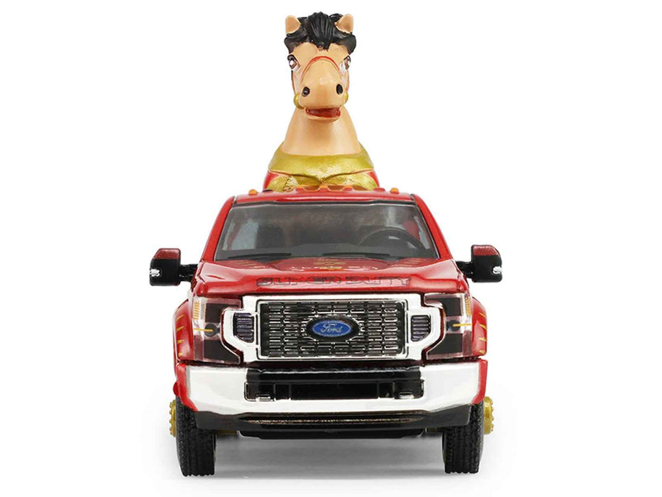 2022 Ford F-450 Dually Pickup Truck "Chinese Zodiac 2026 Year of the Horse" Red with Gold Graphics and Horse Figure "Hobby Exclusive" Series 1/64 Diecast Model Car by Greenlight