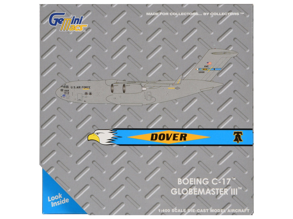 Boeing C-17 Globemaster III Transport Aircraft "Dover Air Force Base - United States Air Force" (06-6168) Gray "Gemini Macs" Series 1/400 Diecast Model Airplane by GeminiJets