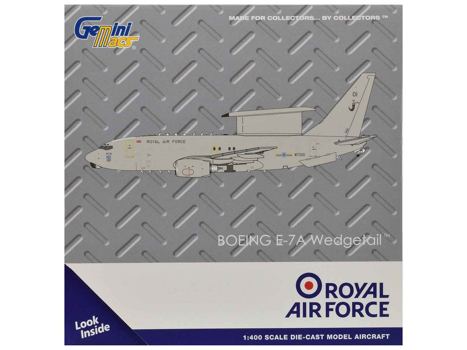 Boeing E-7A Wedgetail Aircraft "Royal Air Force" (WT001) Gray "Gemini Macs" Series 1/400 Diecast Model by GeminiJets