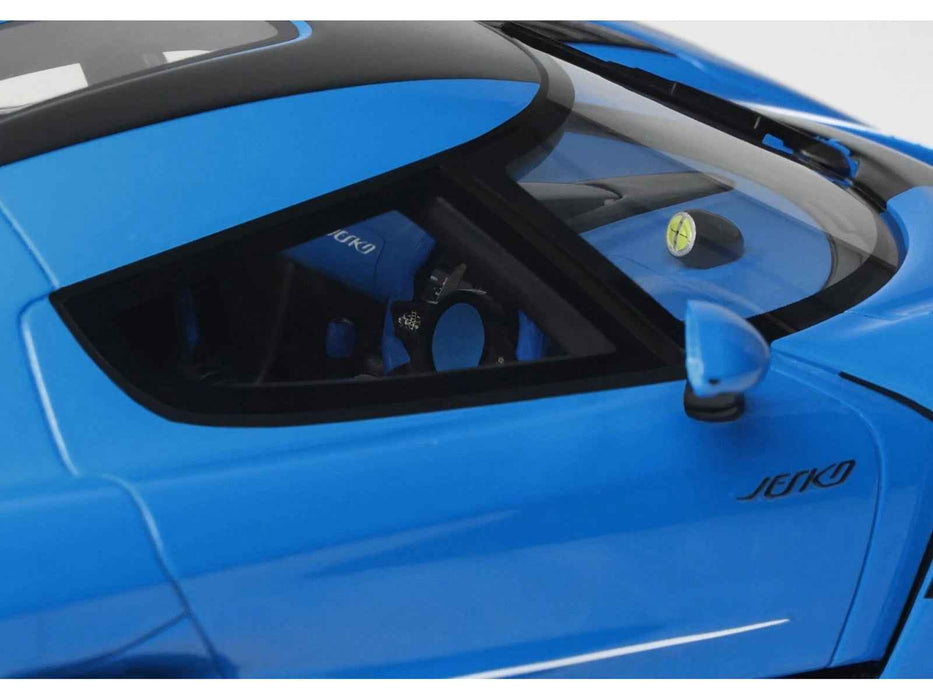 2025 Koenigsegg Jesko Blue Metallic with Black Stripes 1/18 Model Car by GT Spirit