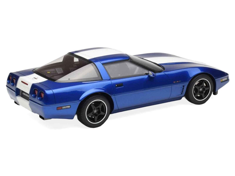 1996 Chevrolet Corvette C4 Grand Sport Blue Metallic with White Stripe 1/18 Model Car by GT Spirit