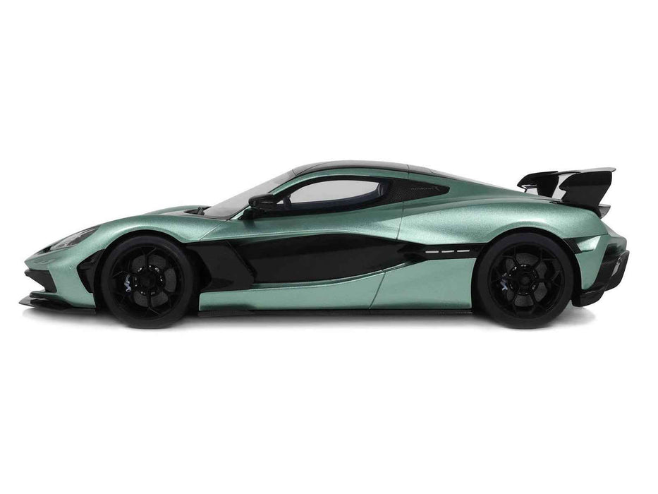 2024 Rimac Nevera R Green Metallic with Black Top 1/18 Model Car by GT Spirit
