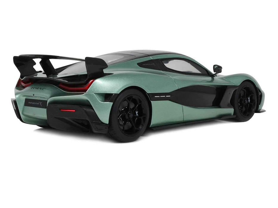 2024 Rimac Nevera R Green Metallic with Black Top 1/18 Model Car by GT Spirit